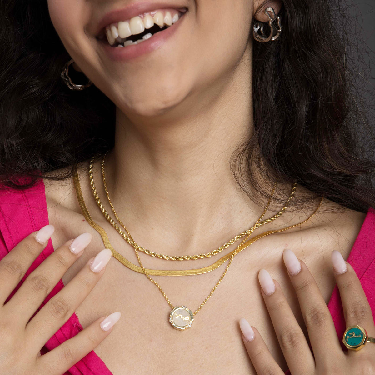 Sabr Rainbow Moonstone Studded Necklace