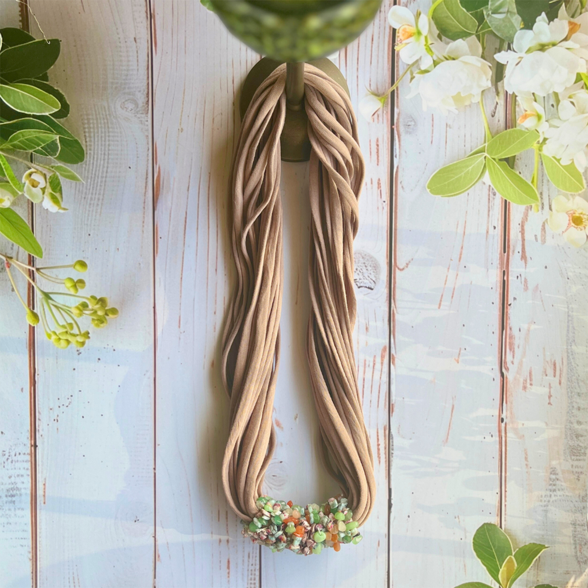 I Am Earth Beige Handmade Fabric Necklace