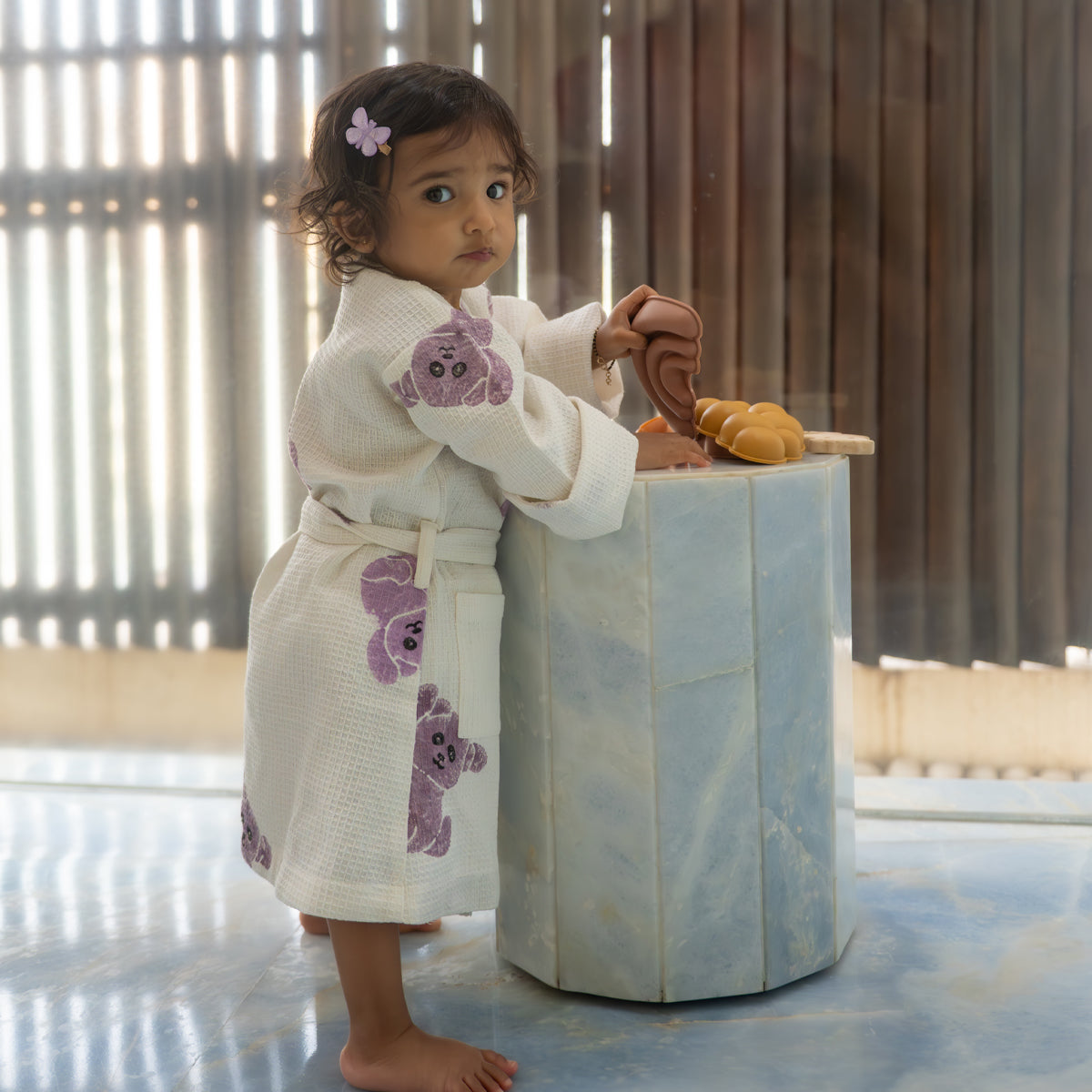 Organic Cotton Baby Bath Robe - Koala | Purple