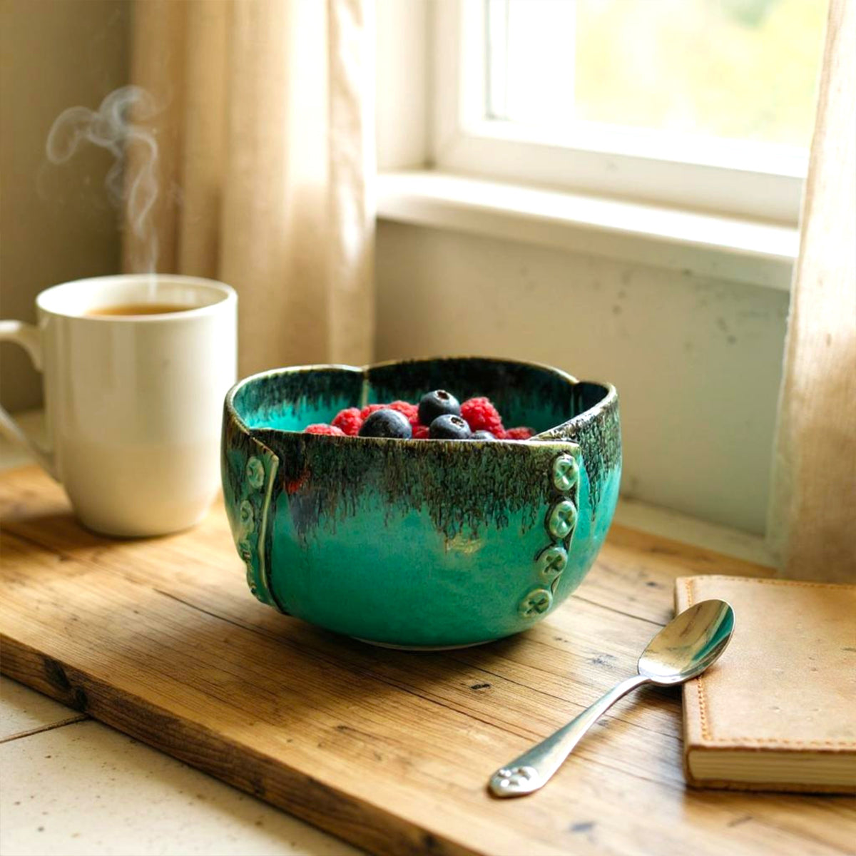 Buttoned Up Blue Serving Bowl
