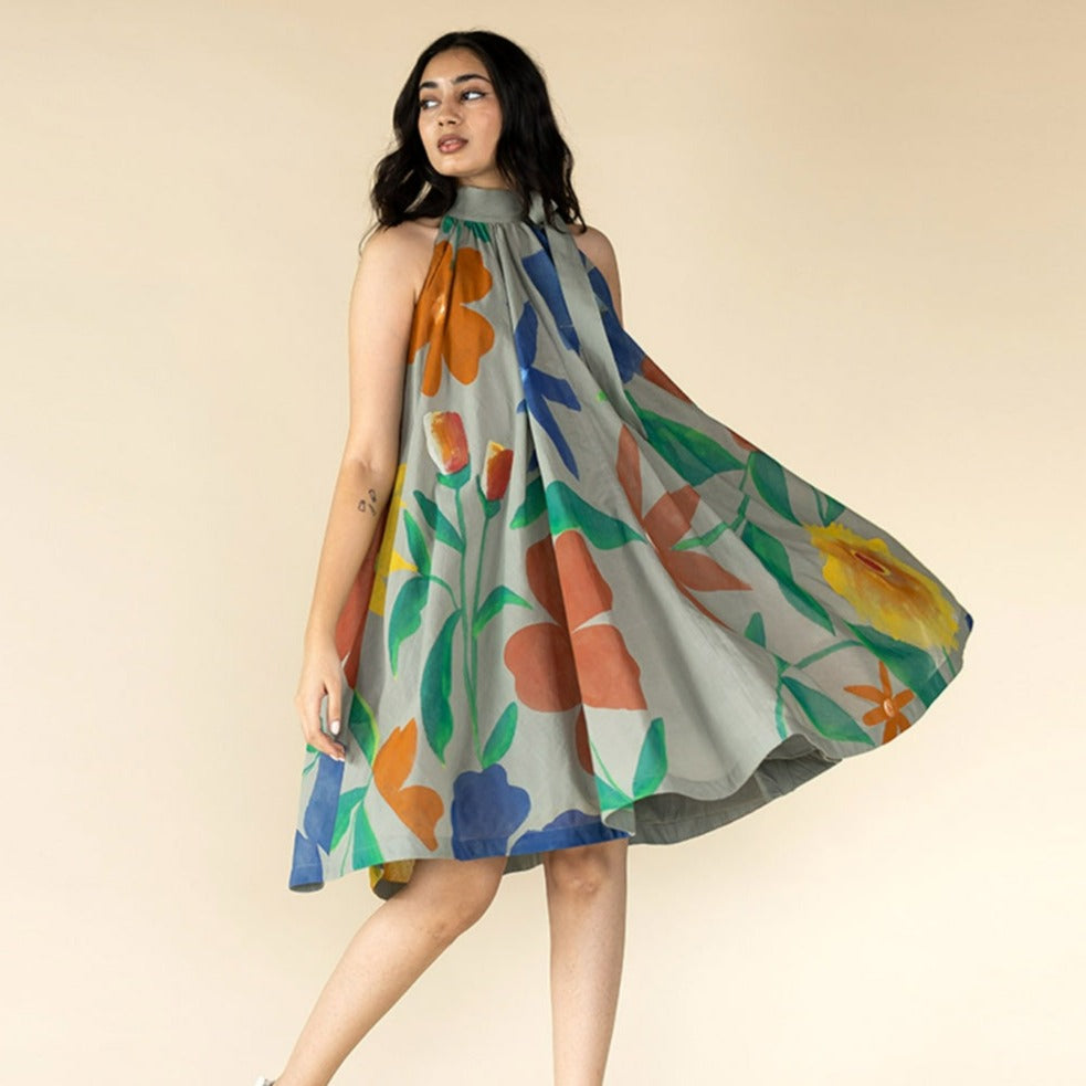 Flared Halter Neck Dress