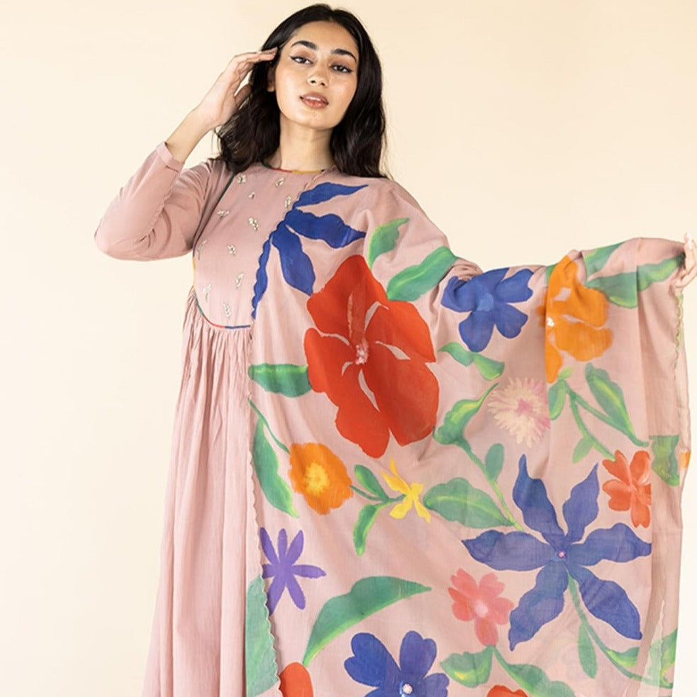 Floral Hand Painted Dupatta
