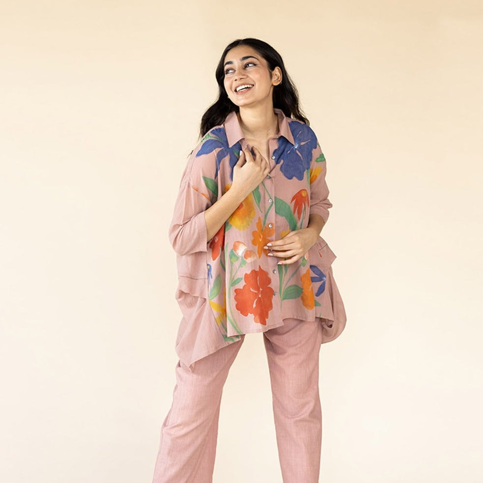 Hand Painted Oversized Shirt | Pink