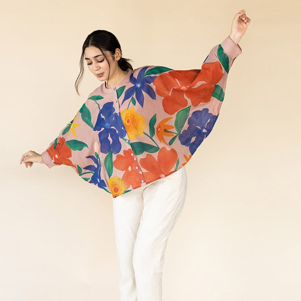 Hand Painted Round Cape | Pink