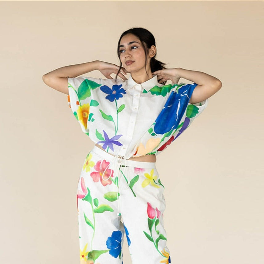 Drawstring Balloon Crop Top