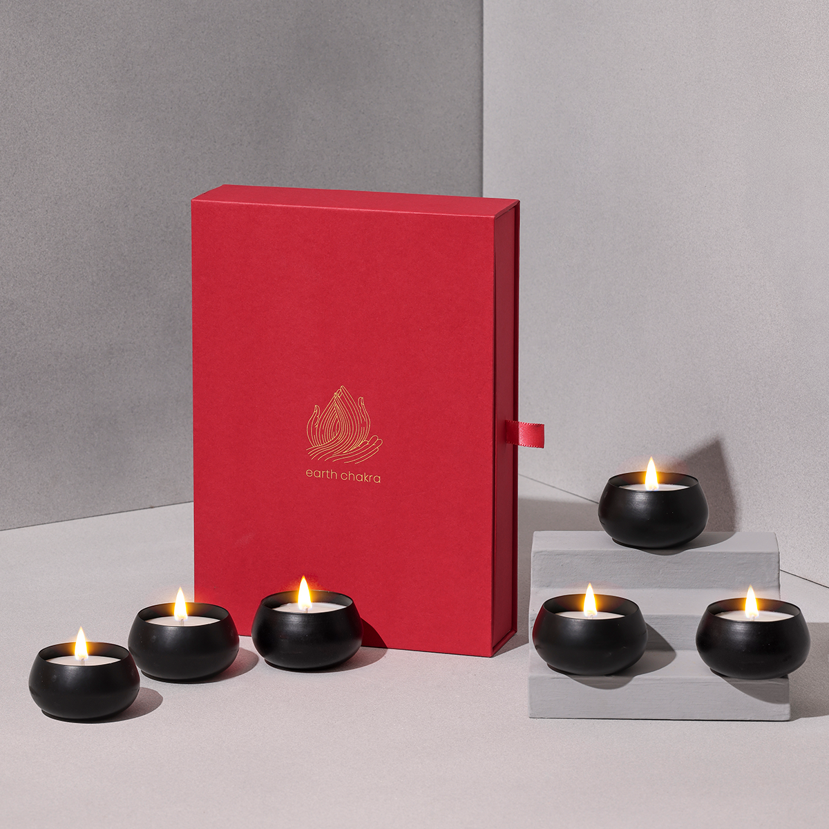 Black Metal Small Candles | Set of 6 | Vanilla | Soy Wax Candles | Gift Box