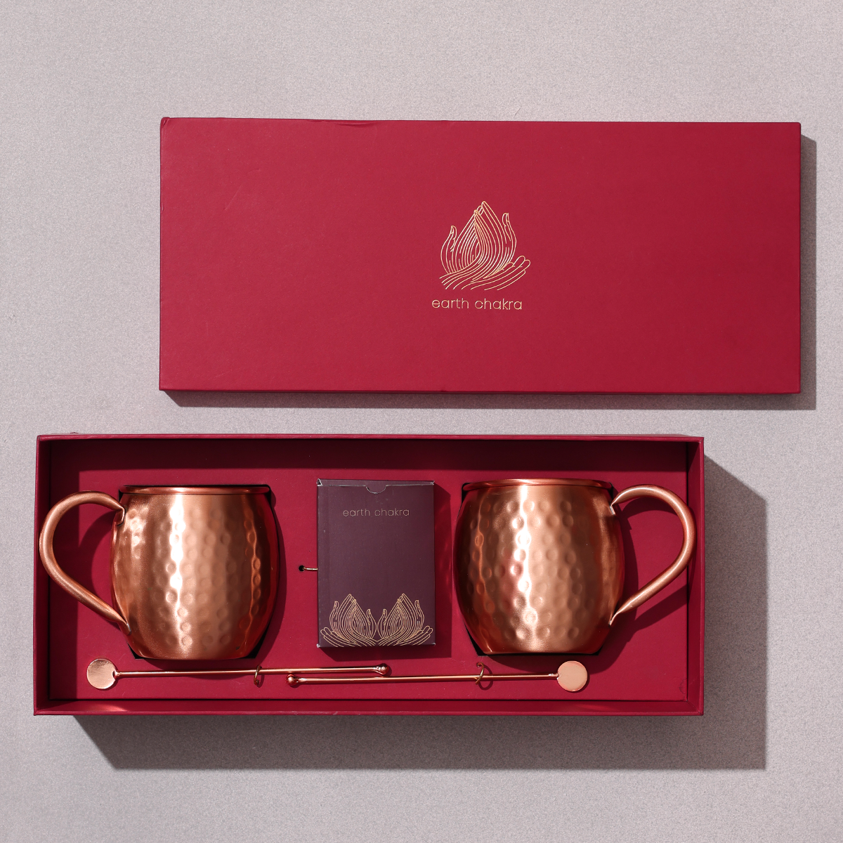 Copper Mugs with Stirrers and Playing Cards | Game Night Combo | Gift Hamper