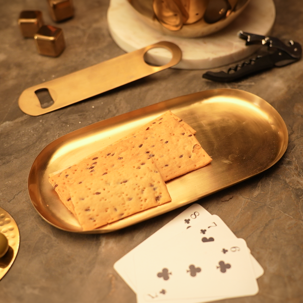 Brass Platters | Set of 3 | Handcrafted | Serving Tray Sets | Gift Box