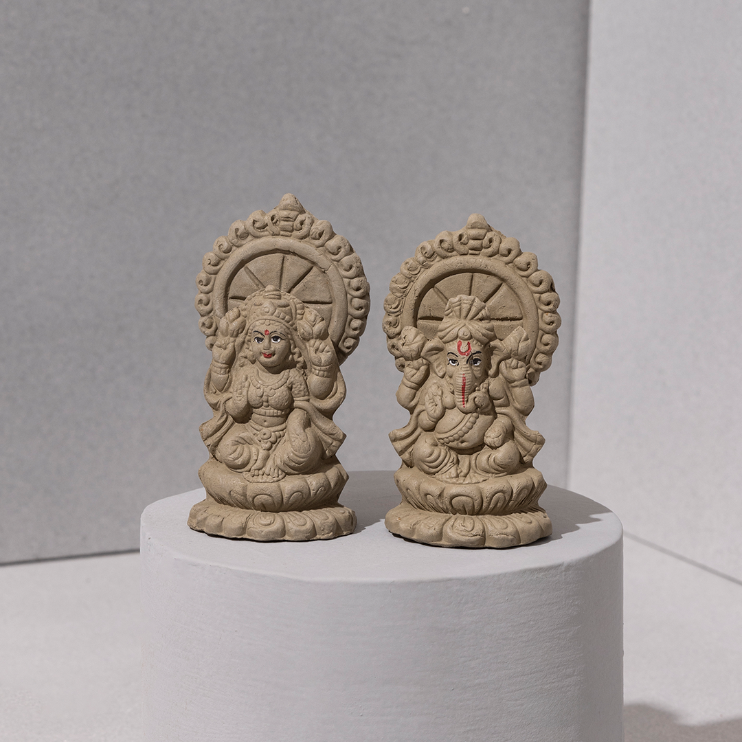 Gift Set | Pooja Set | 6 Pieces | Incense, Brass Diya & Plantable Idols