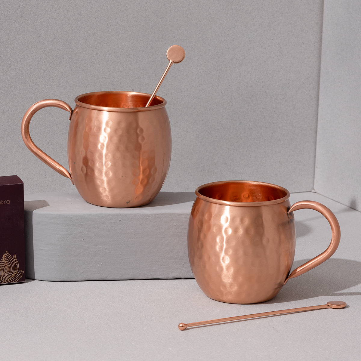 Copper Mugs with Stirrers and Playing Cards | Game Night Combo | Gift Hamper
