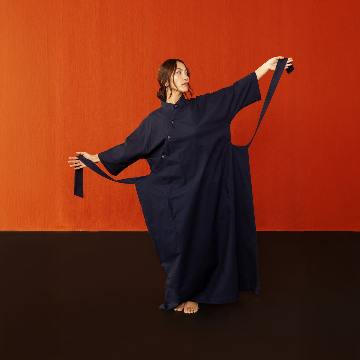 Midnight Blue Kham Chuba Os Tie Dress