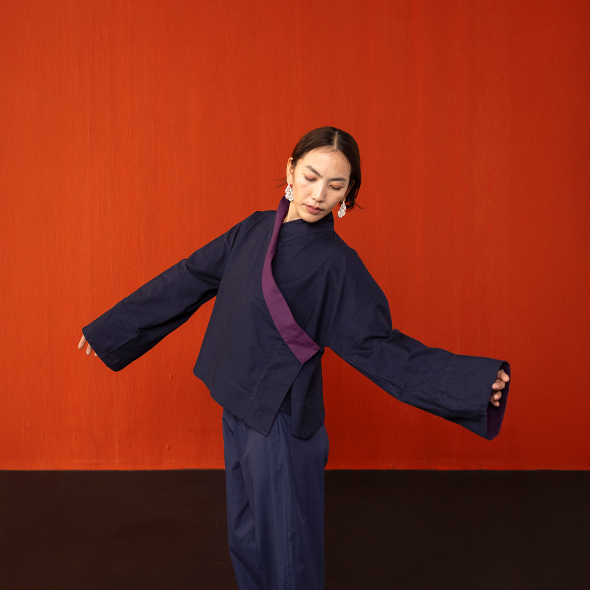 Midnight Blue/Aubergine Reywa Tibetan Wrap Top