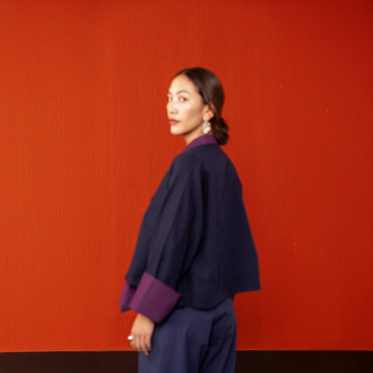 Midnight Blue/Aubergine Reywa Tibetan Wrap Top