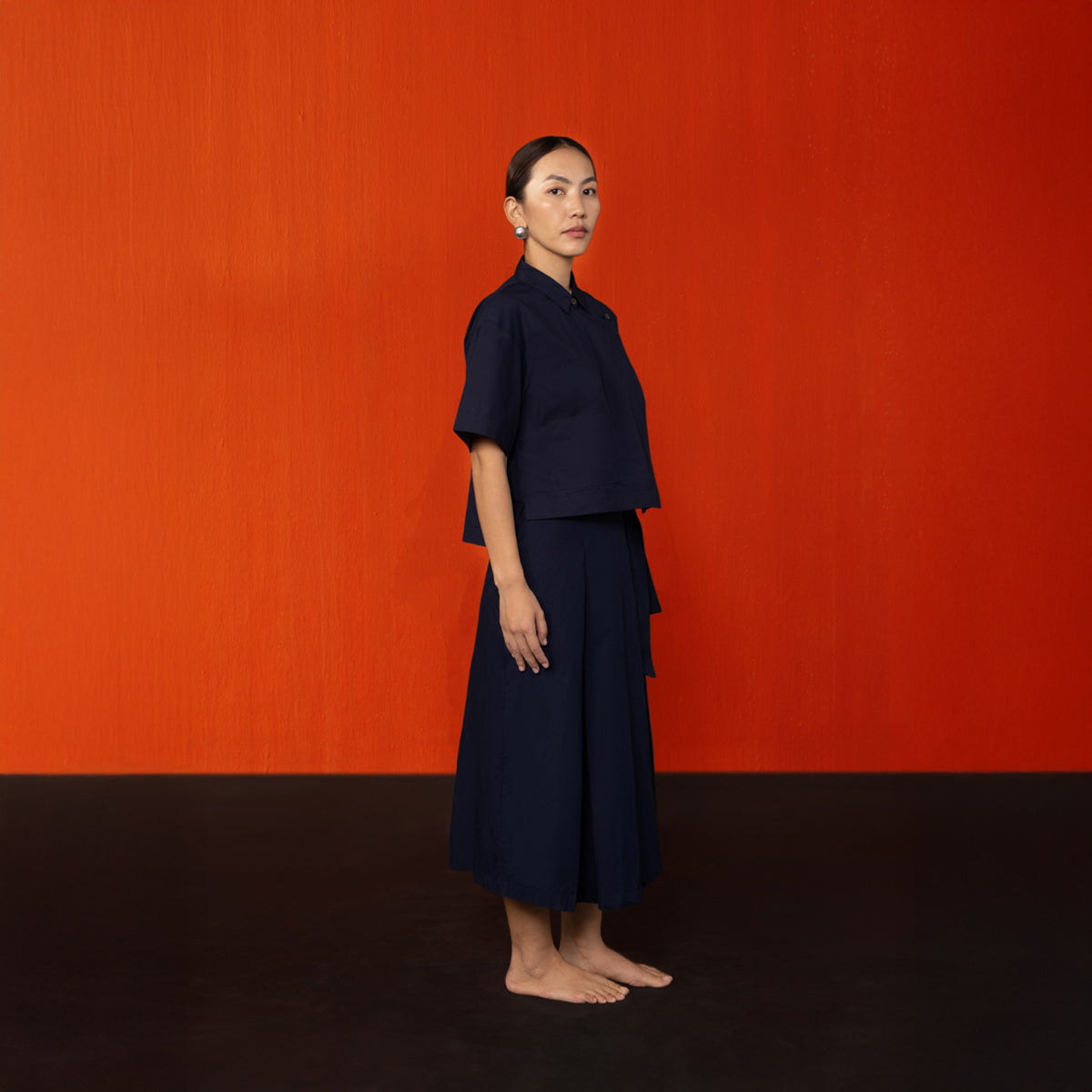 Midnight Blue Padma Pleated Chuba Skirt