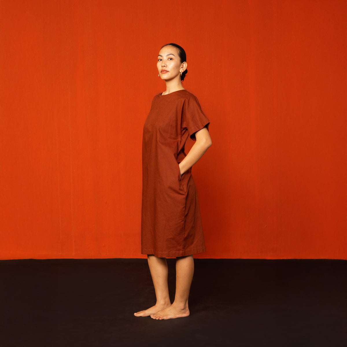 Brick Red Tso Cocoon Everyday Dress