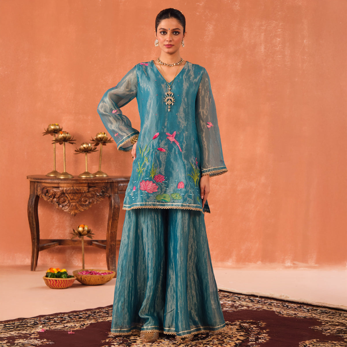 Neelika Silk Tissue Kurta Set
