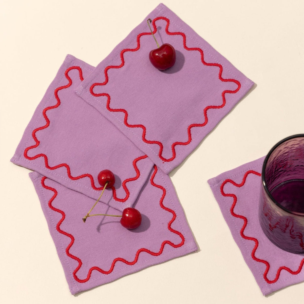 Embroidered Cocktail Napkins | Lavender