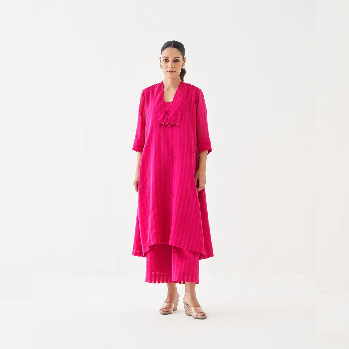 The Royal Rani Silk Chanderi Ensemble with Waterfall Scarf