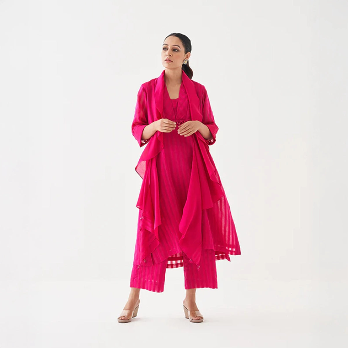 The Royal Rani Silk Chanderi Ensemble with Waterfall Scarf