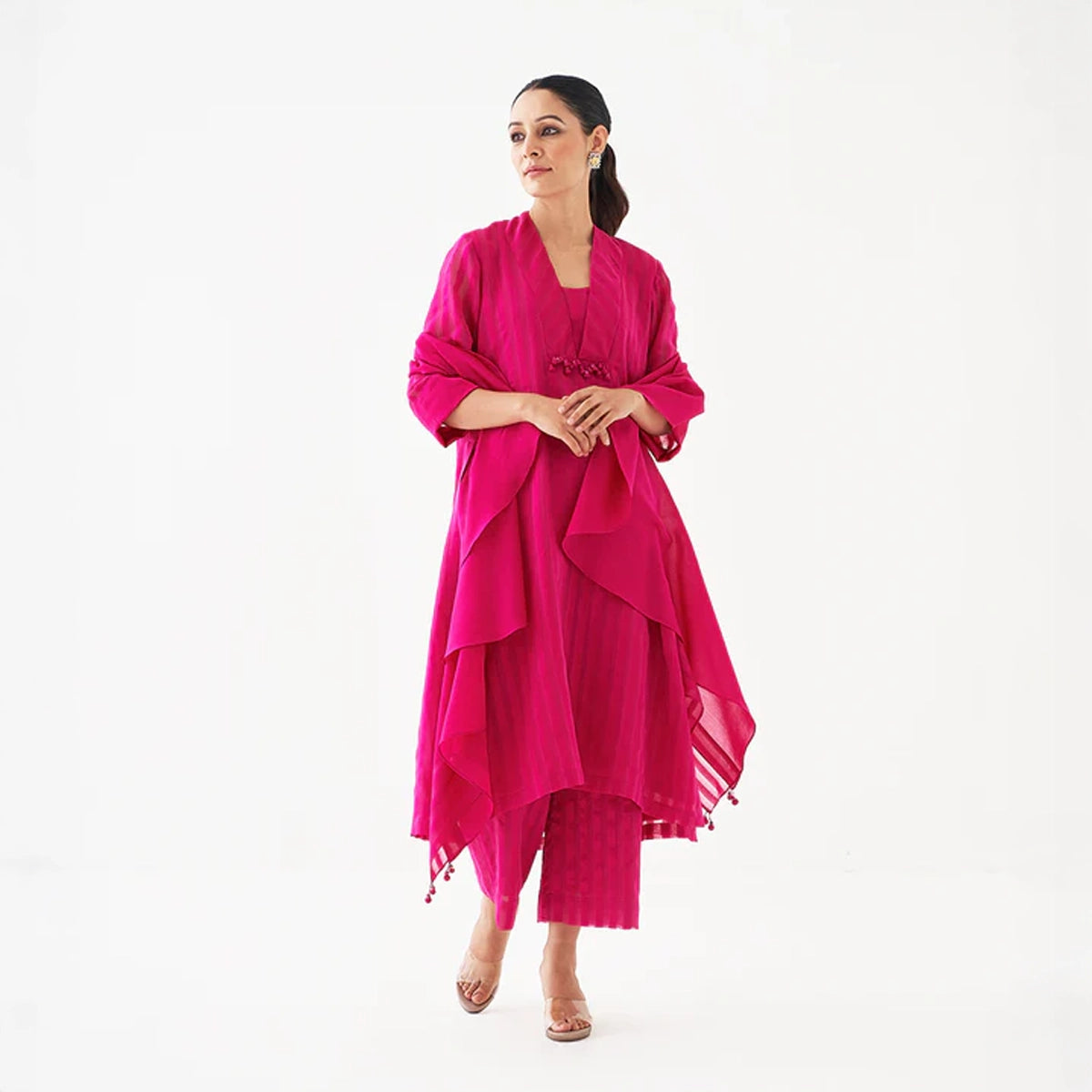 The Royal Rani Silk Chanderi Ensemble with Waterfall Scarf