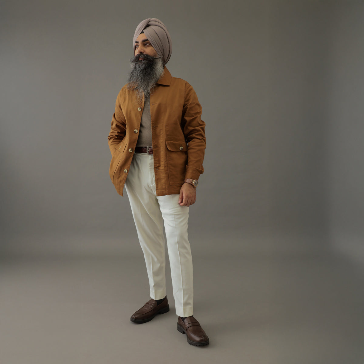 Iconic Cotton Twill Shacket Brown