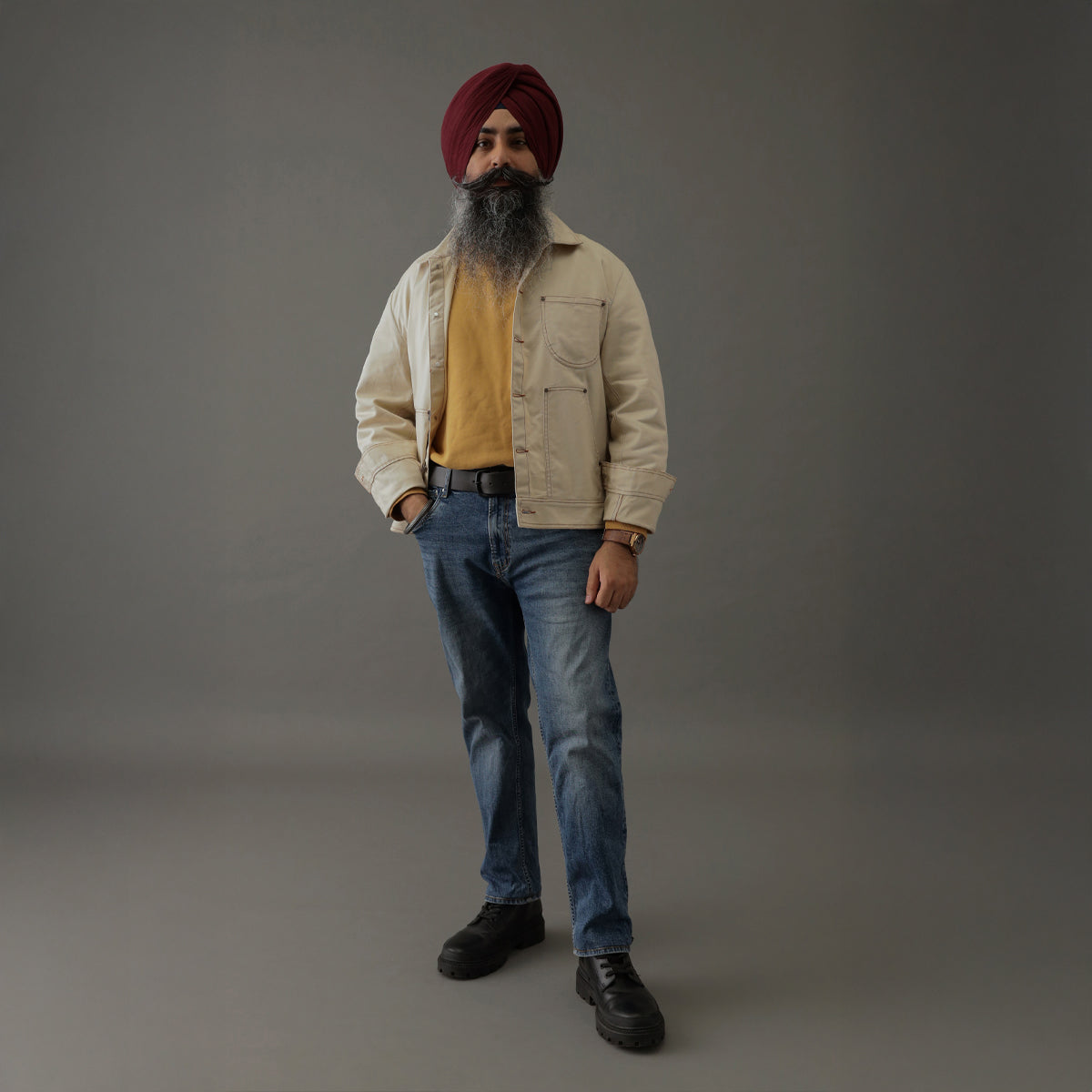 Crop Denim Shacket Cream