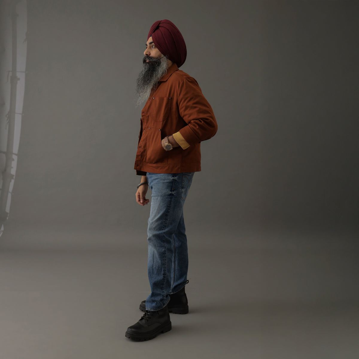 Crop Denim Shacket Rust