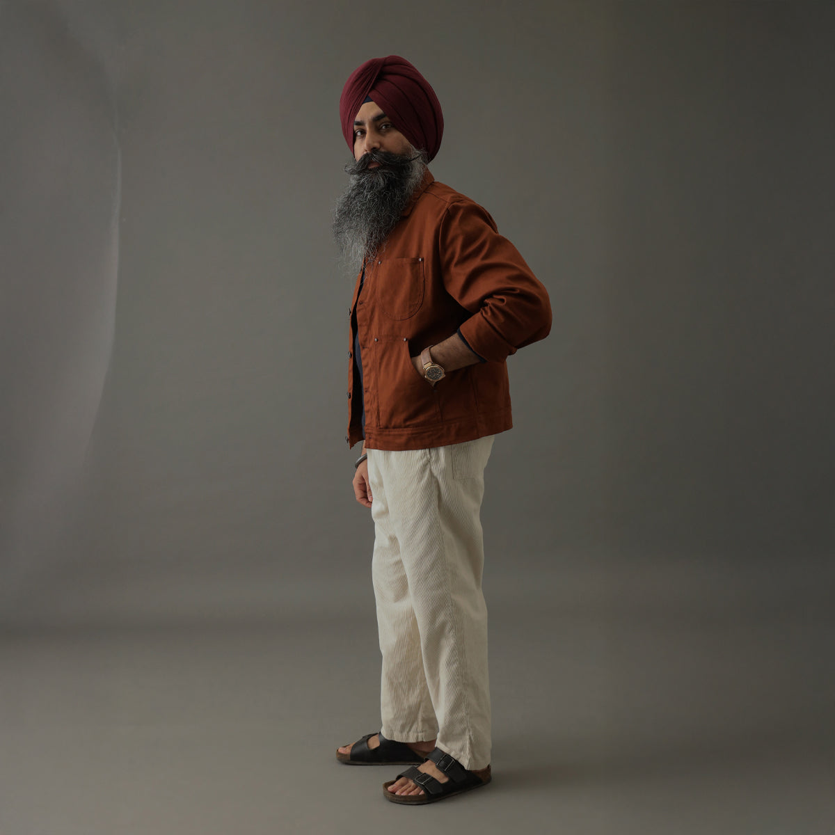 Crop Denim Shacket Rust