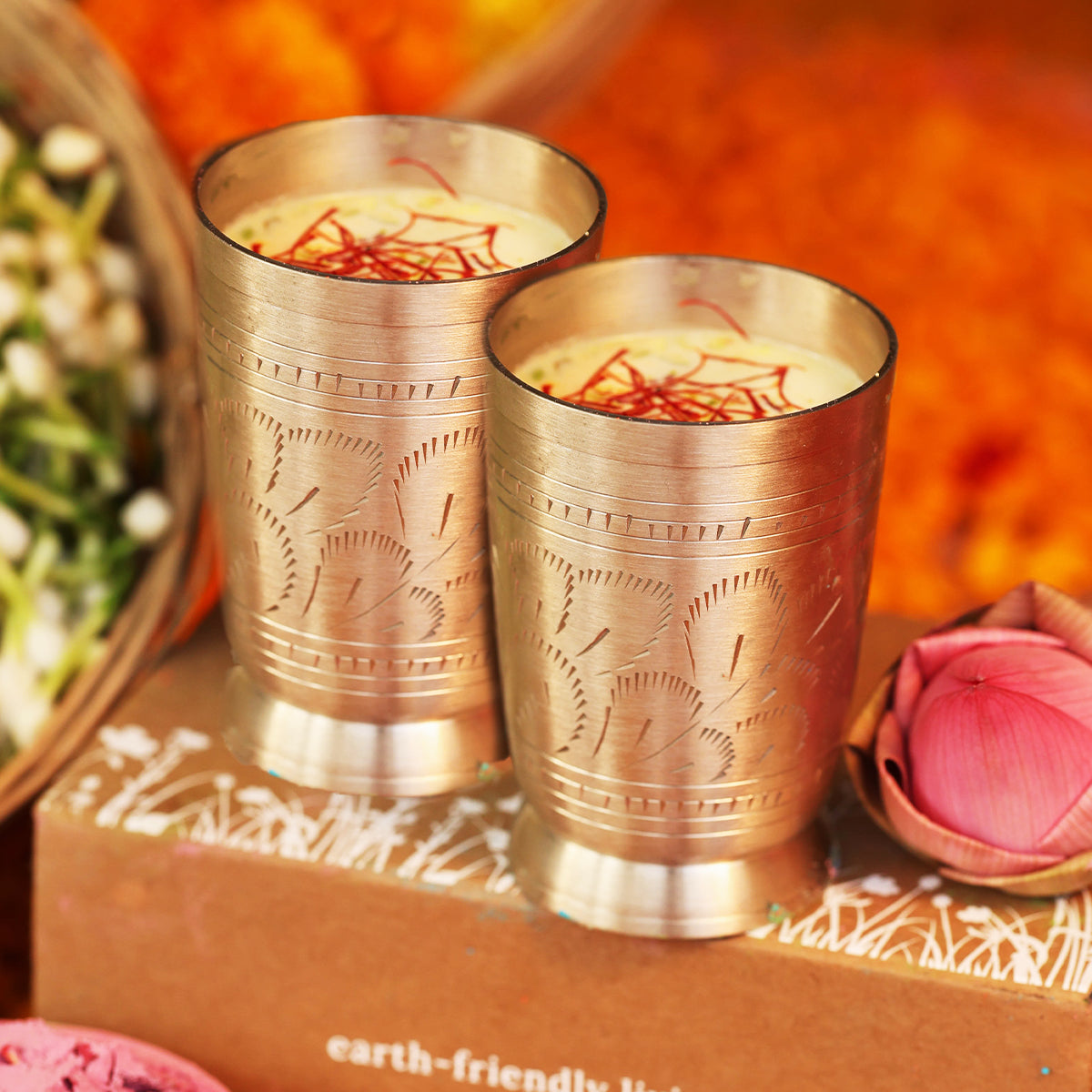 Brass Tumbler | Set of 2 | Ulchai Handwork