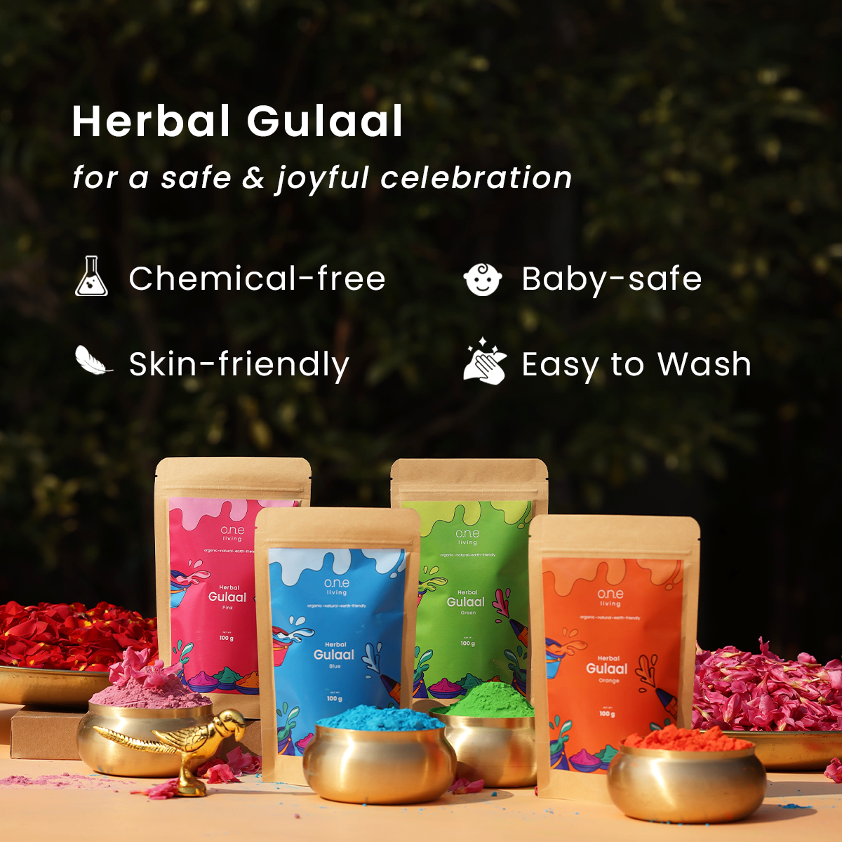 Orange Natural Gulaal Online | 100 g | Herbal Gulaal