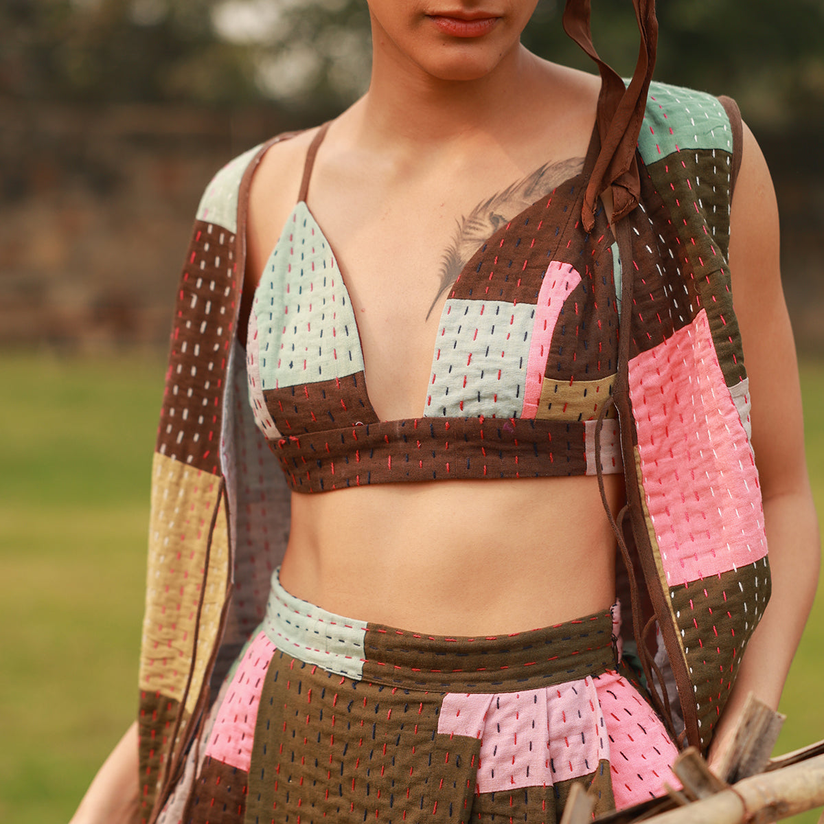 AVA KANTHA PATCHWORK BRALETTE