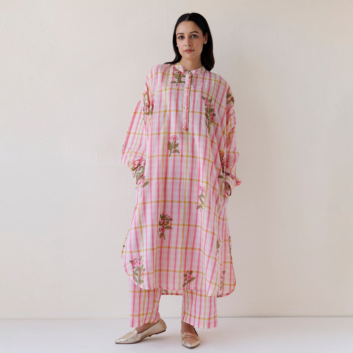 Handspun Jamdani | Kurta Set | Pink