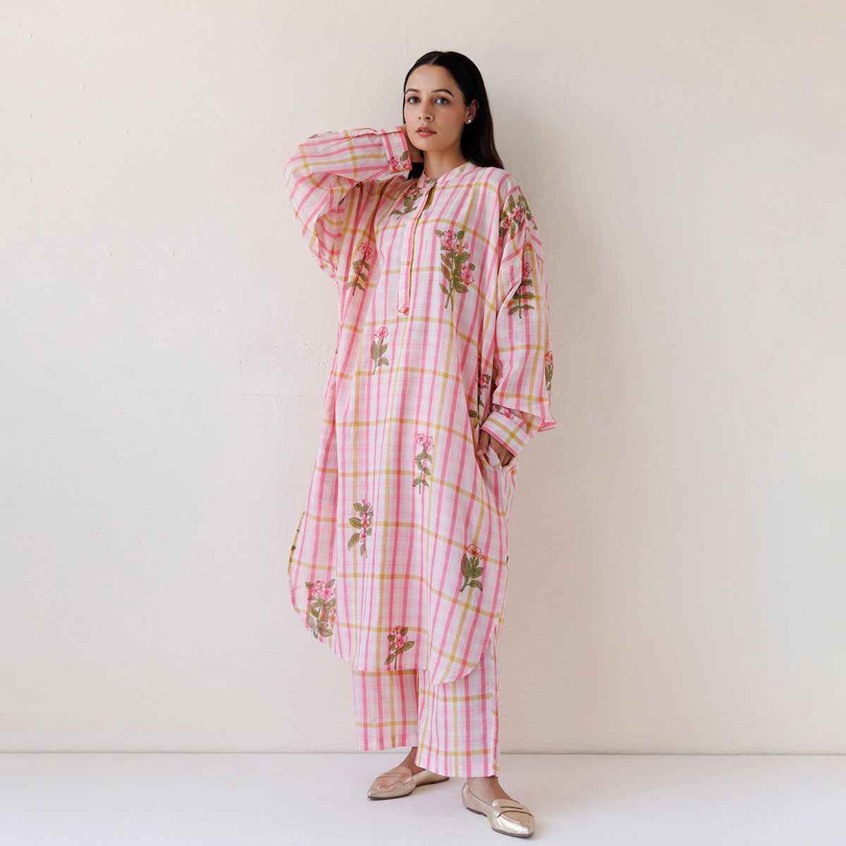 Handspun Jamdani | Kurta Set | Pink