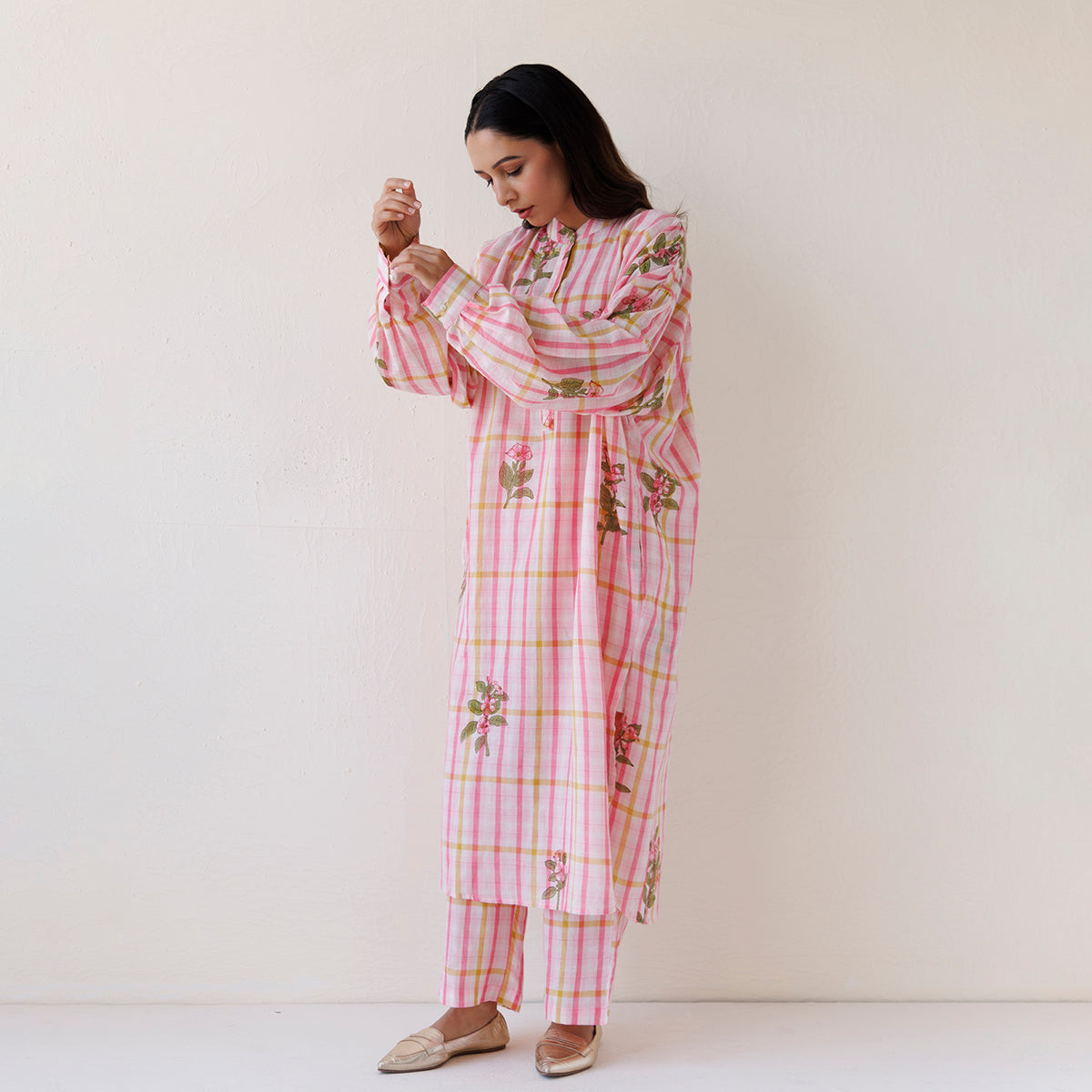 Handspun Jamdani | Kurta Set | Pink