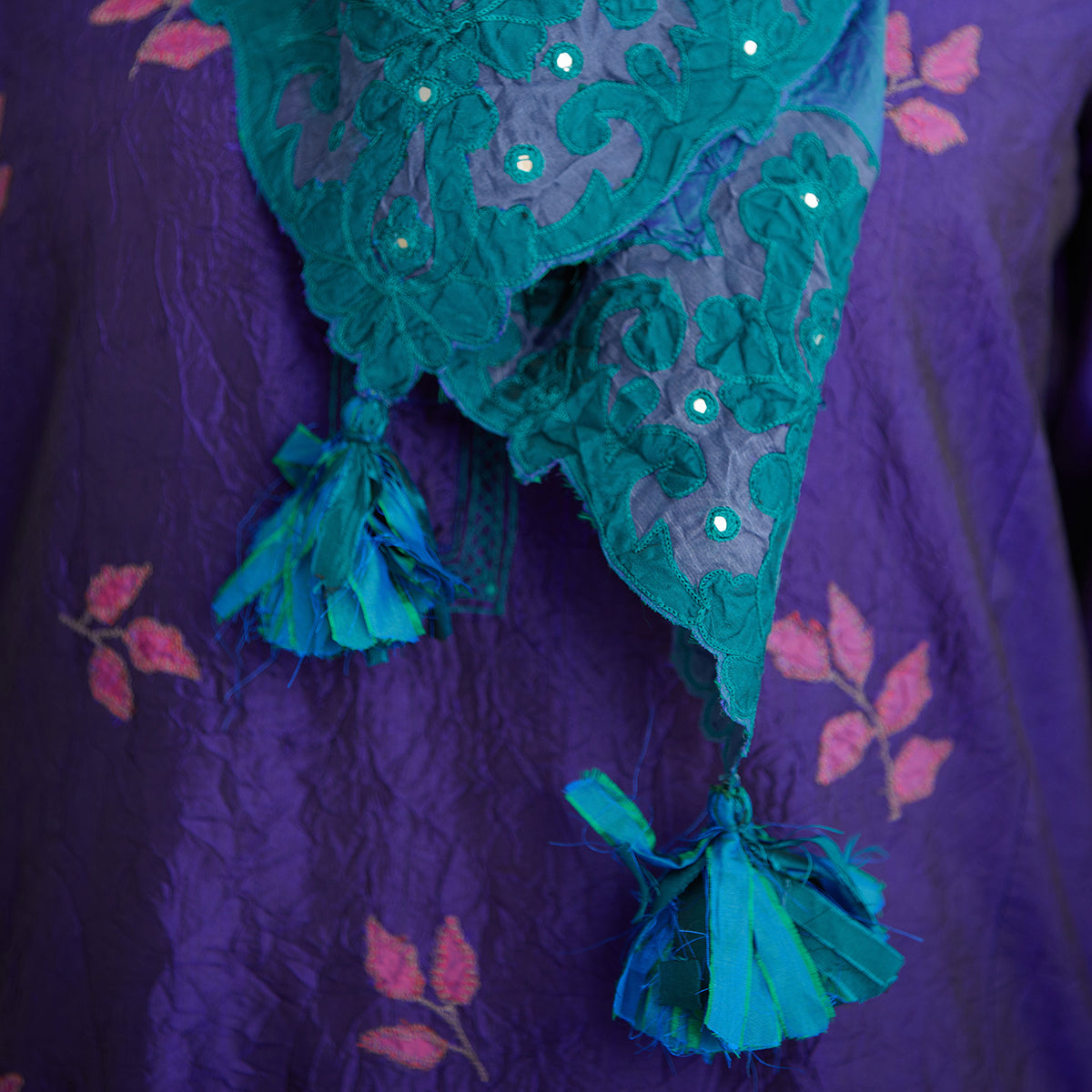 Aloka-Teal Silk Stole