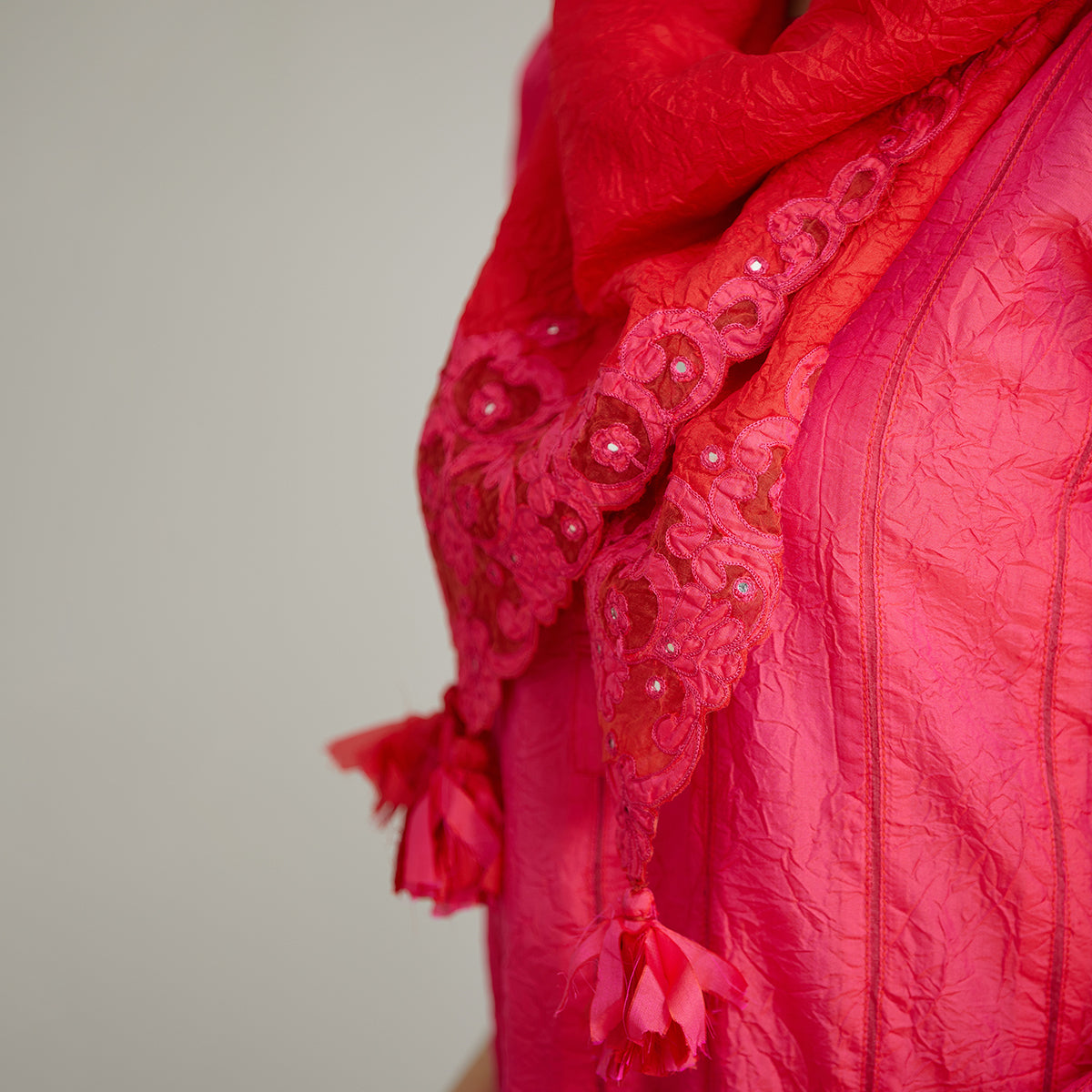 Aloka Red Silk Stole