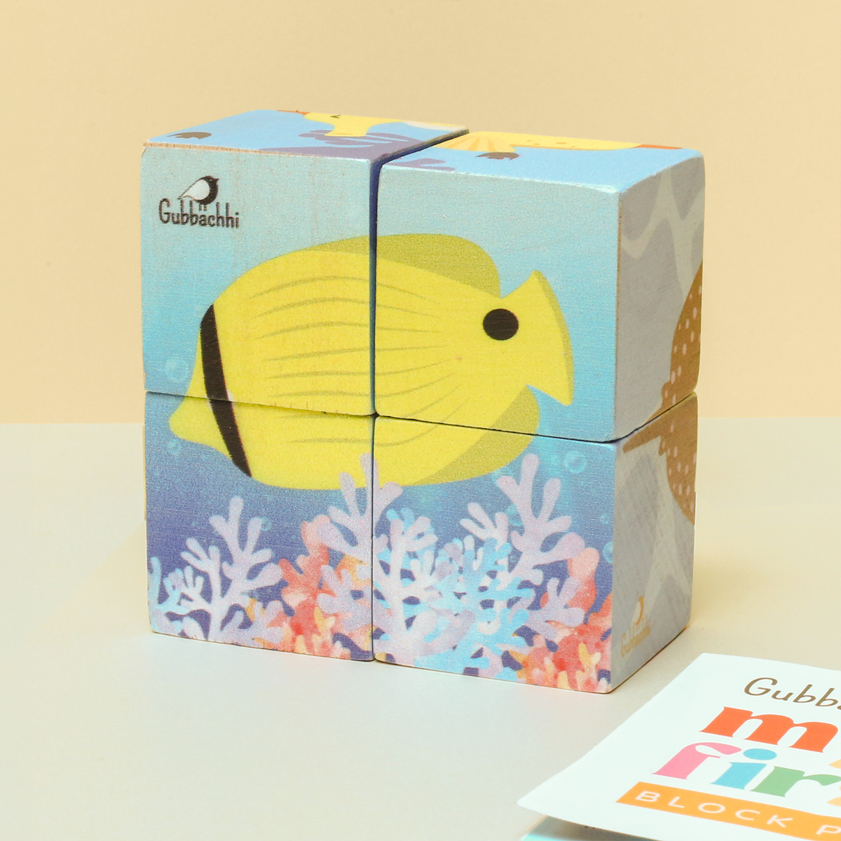 My First Block Puzzles - Sea | Wooden 6-in-1 Puzzle Set (4 Blocks)