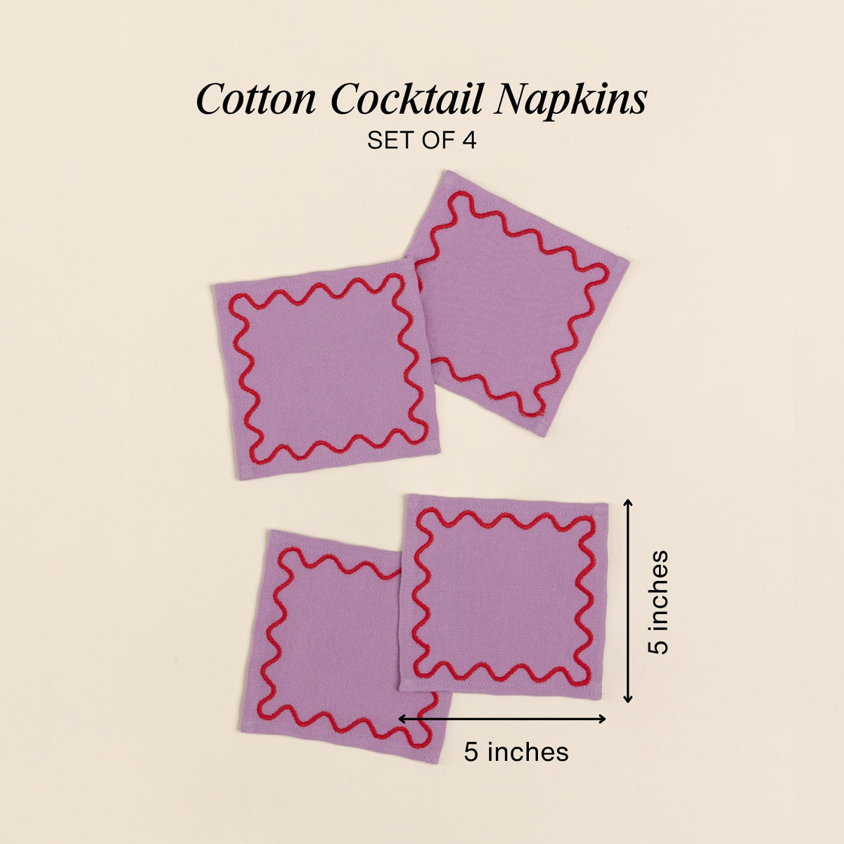 Embroidered Cocktail Napkins | Lavender