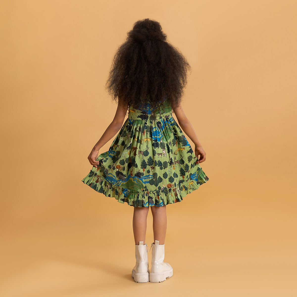 SAGE GREEN KAZIRANGA NATIONAL PARK RUFFLE DRESS