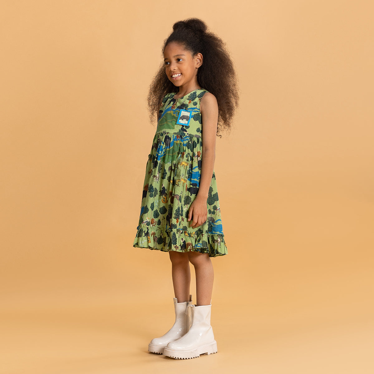 SAGE GREEN KAZIRANGA NATIONAL PARK RUFFLE DRESS