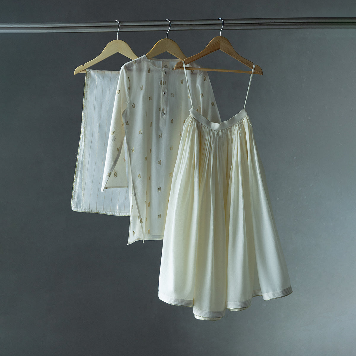 Chandani Ivory Kurta, lehengas and Dupatta set