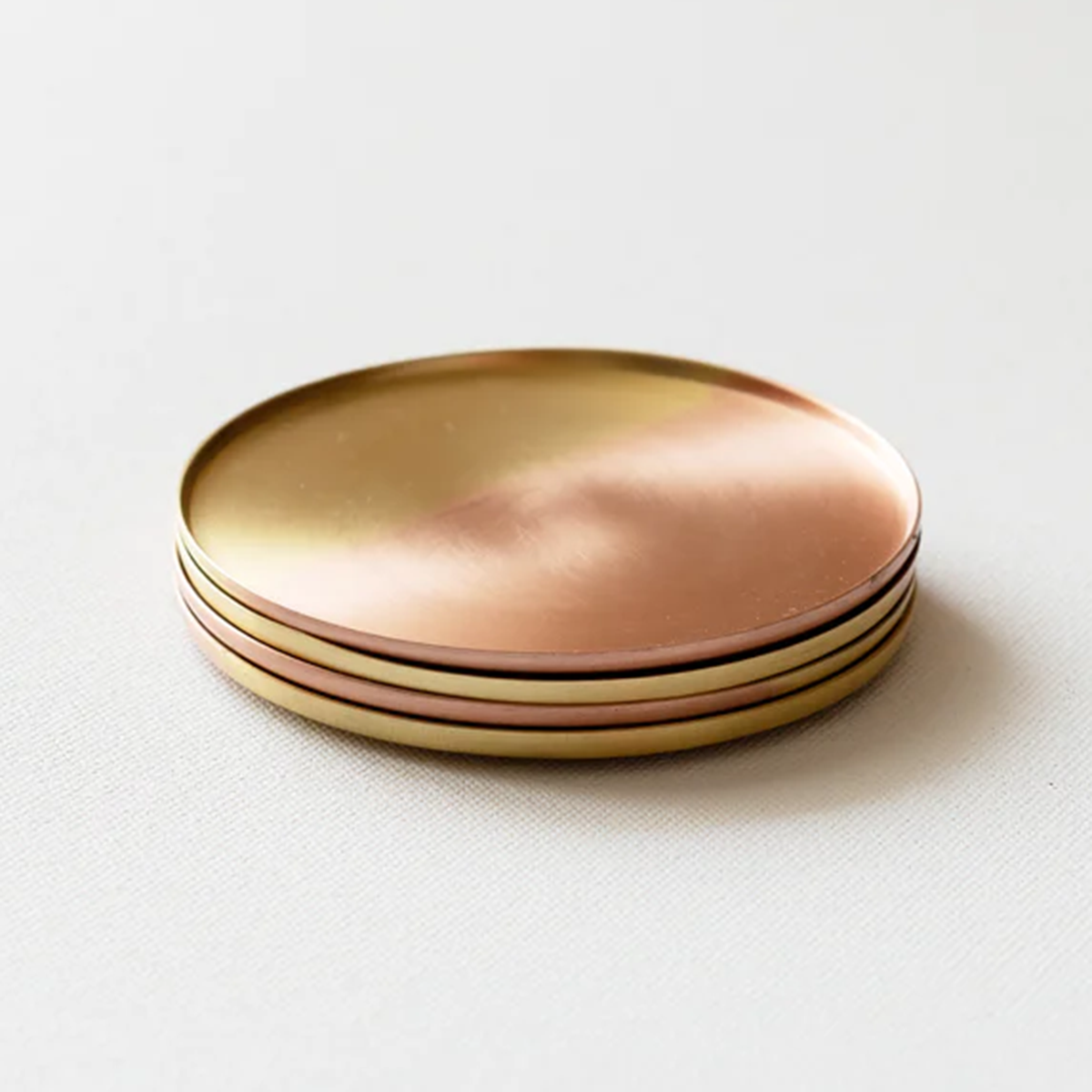 Two tone copper & brass coasters, Set of 6