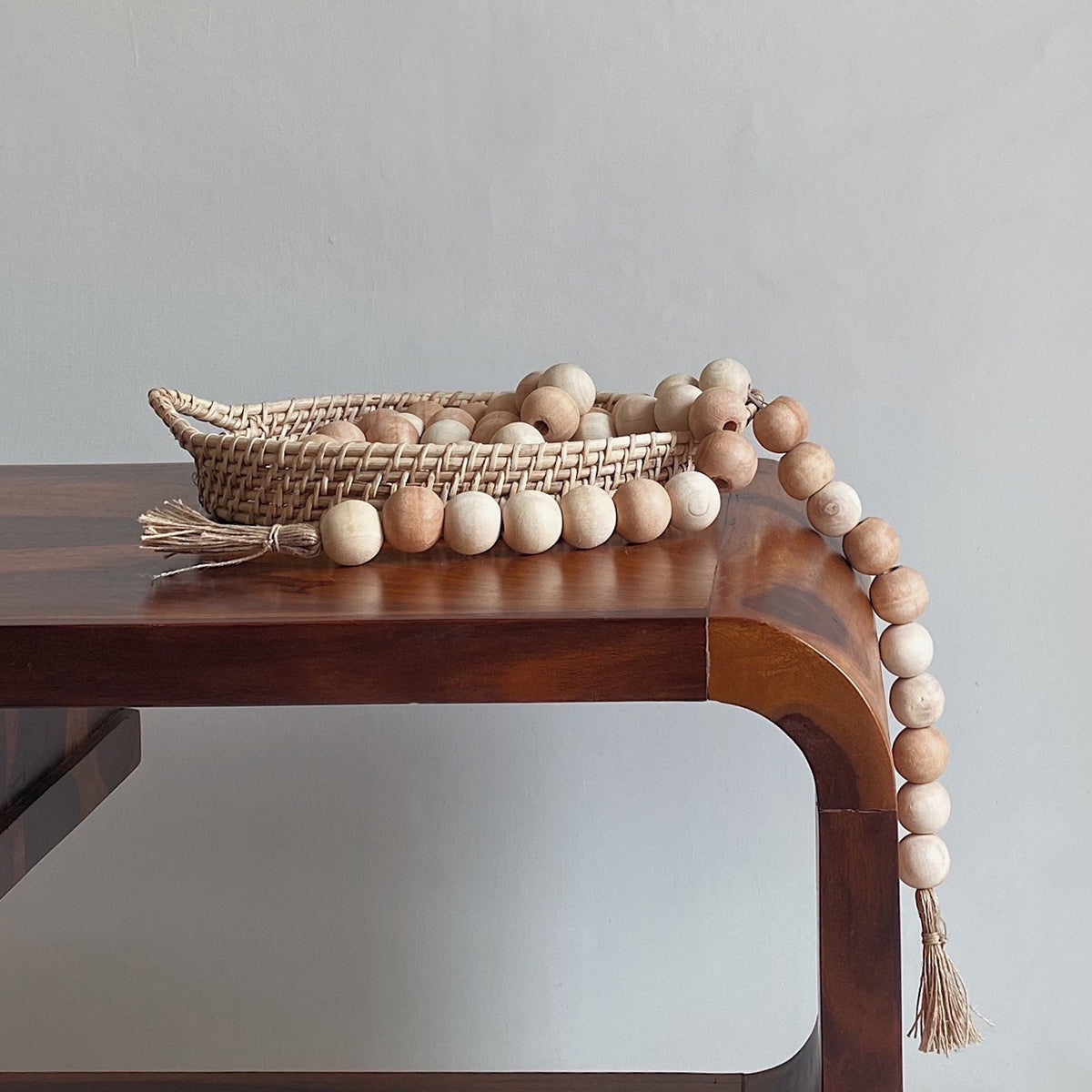 Farmhouse Wooden Beads with Jute Tassels