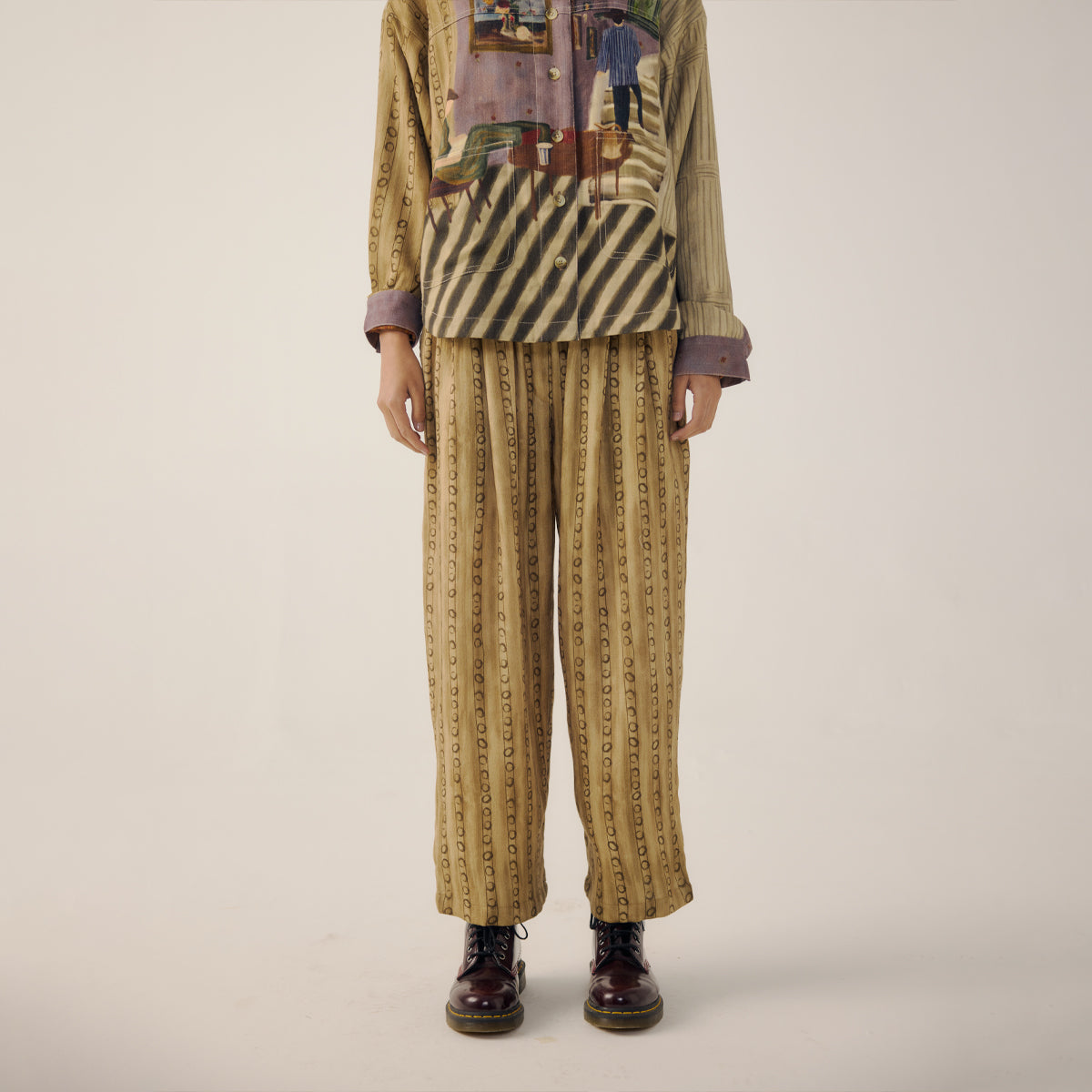 Mustard Stripes Drawstring Pants