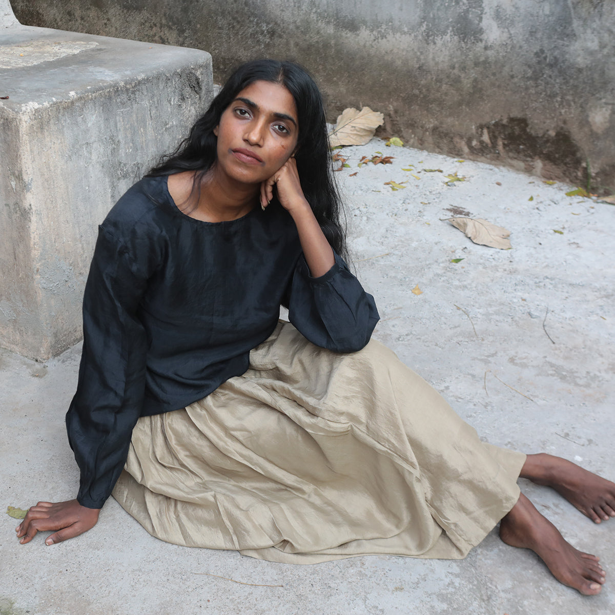 Charcoal Silk Blouse