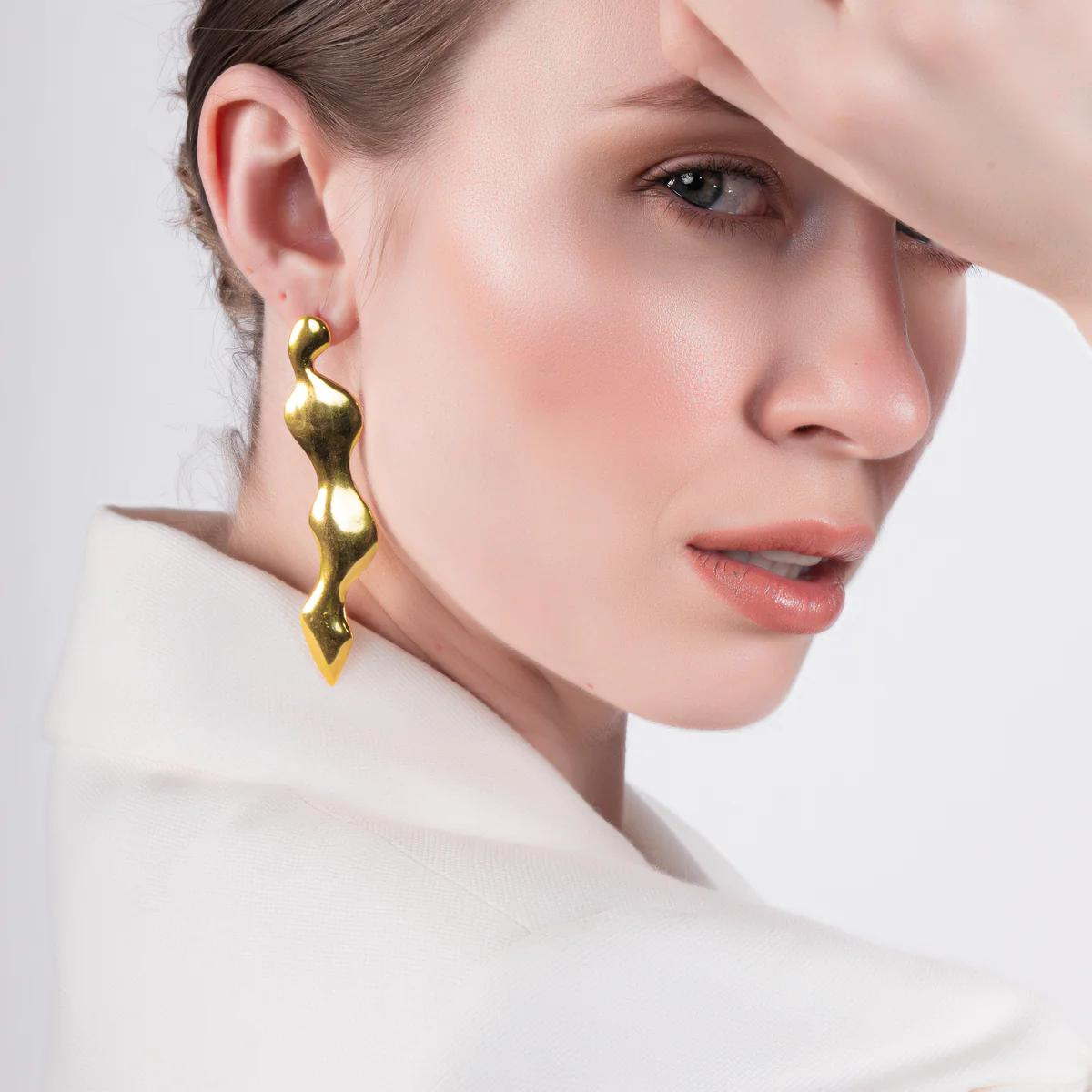 Water Stream Earrings | Gold