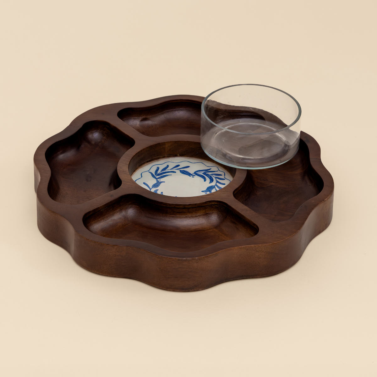 Frosted Wooden Chip & Dip Platter