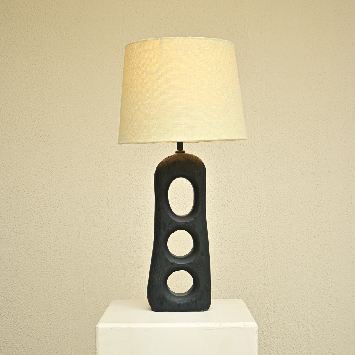 Aries Textured Wooden Lamp (Without Lampshade)