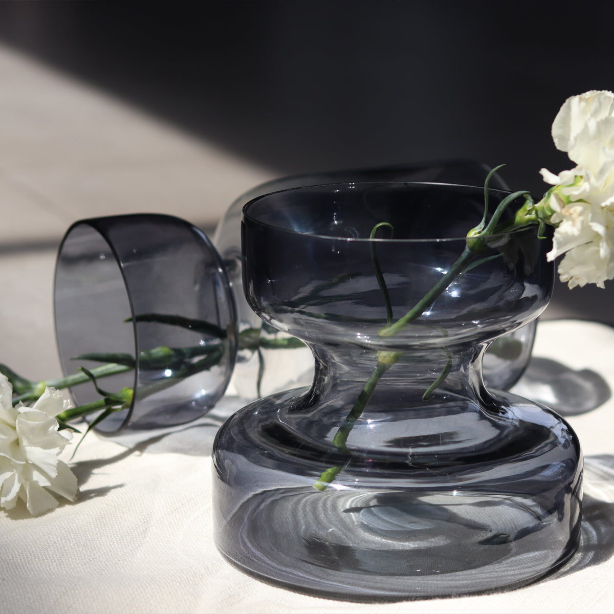 Slate Grey Glass Vase Short