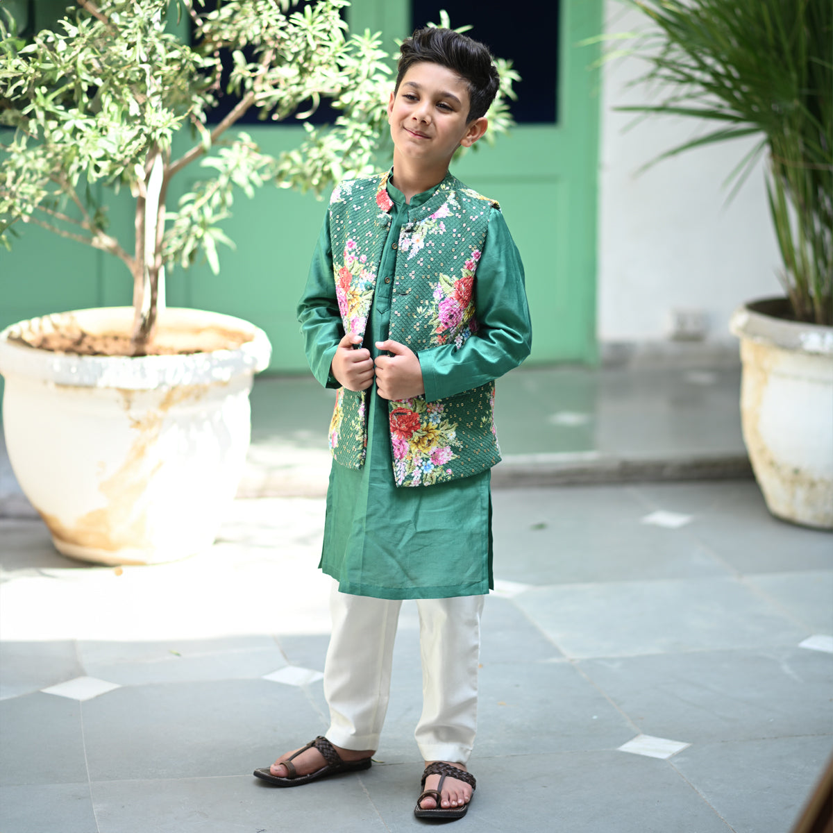 Abeer Bandhi Set Green